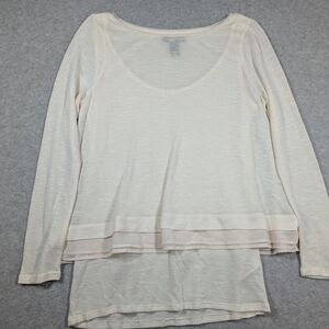 White House Black Market‎ Women Top Small Cream Layered Blouse